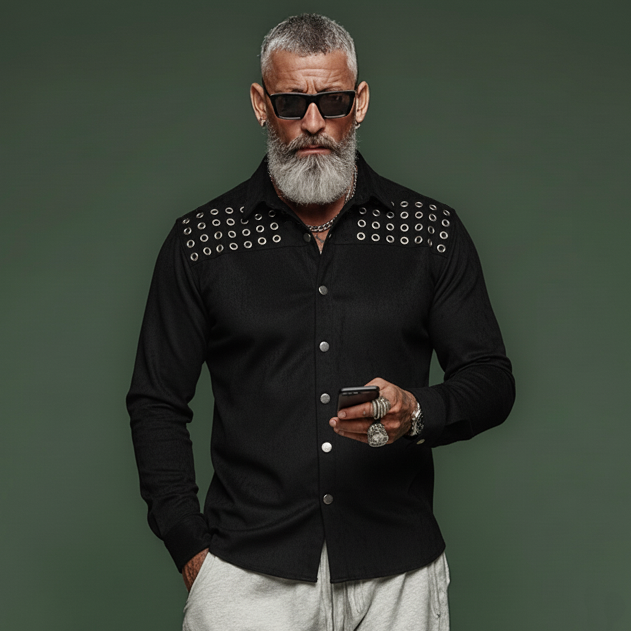 Men's Personalized And Stylish Faux Suede Long-sleeved Shirt MTA0939L4K