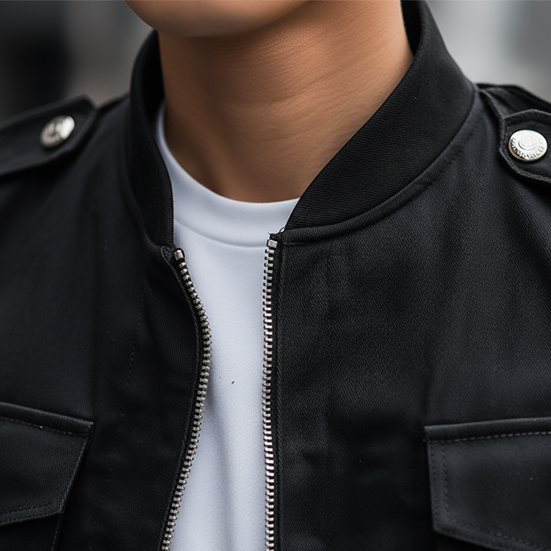 Men's Vintage-style Simple Multi-pocket Cotton Blend Zip-up Jacket MTA0977L2P